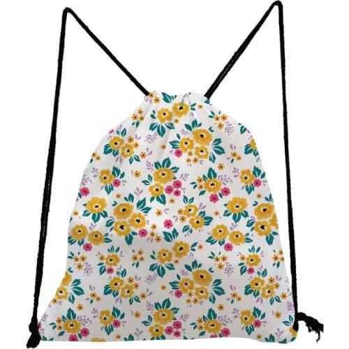 Small Floral Drawstring Bag Printing Backpack Child Knapsack Women Eco Reusable Storage Bag Teenage Girls Bookbag Custom Pattern