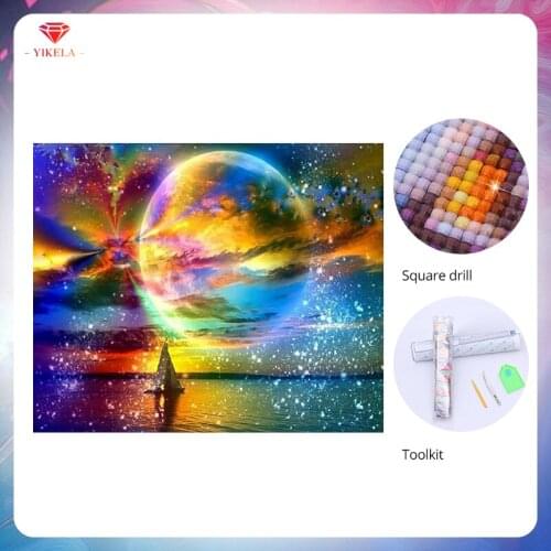 YIKELA 5D Mosaic Painting Stickers Cross Stitch Diamond Embroidery Diamond Painting DIY Scenery Home Decoration Accessories Kits