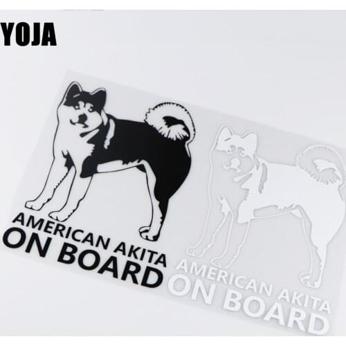 YOJA 14.9X20CM AMERICAN AKITA ON BOARD Creative Decor Car Sticker Decal ZT2-0112