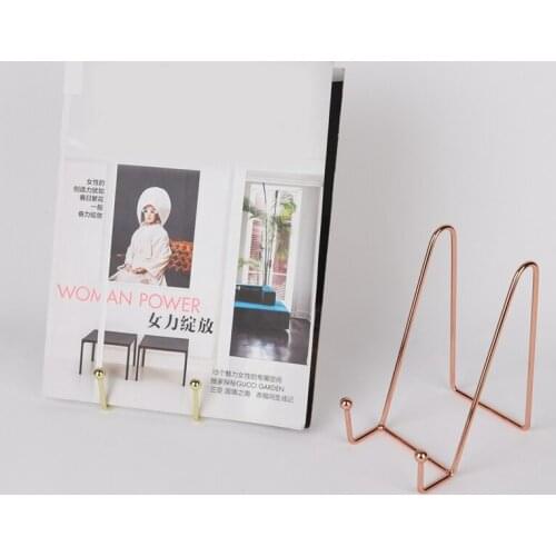 Desktop Bookshelf Iron Art Display Stand Frame Photo Book Magazine Storage Holder Plate Dish Rack Home Decoration