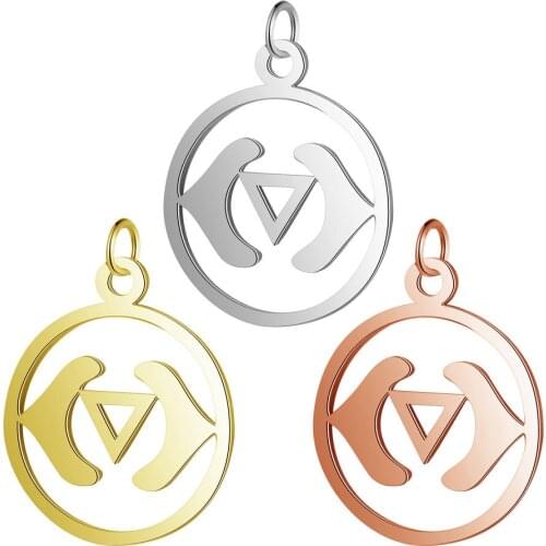 Stainless Steel 19*26mm Yoga Mid-brow Chakra Mini Metal Charms Pendant for DIY Jewelry Bracelets Making Accessories 20pcs