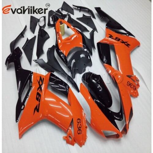 ABS Plastic fairing for ZX 6R 2007 2008 orange black ZX 6R 07 08 Body Kit motorcycle panels