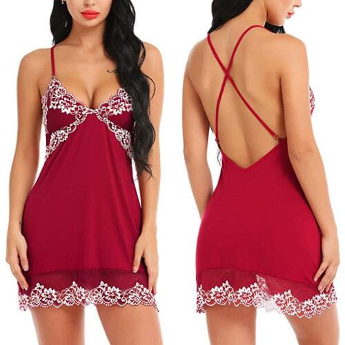 Porno Women Sexy Dress Lingerie Underwear Erotic Hot Lace Satin Intimate Sleepwear Nightdress Robe Night Gown