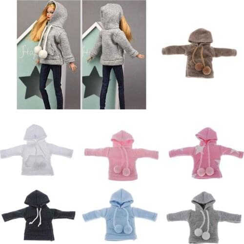 Lovely Girl Doll Pullover Hoodie Clothes for 12inch Doll Accessory Doll Hoodie Outfits T-Shirt Long Sleeve Pullover Sweatshirt