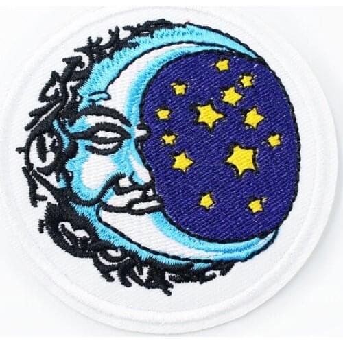 MOON Size:7.5x7.5cm Cloth Patch Badge Embroidered Badges Abstract Iron On Kids Patches For Clothes Stickers