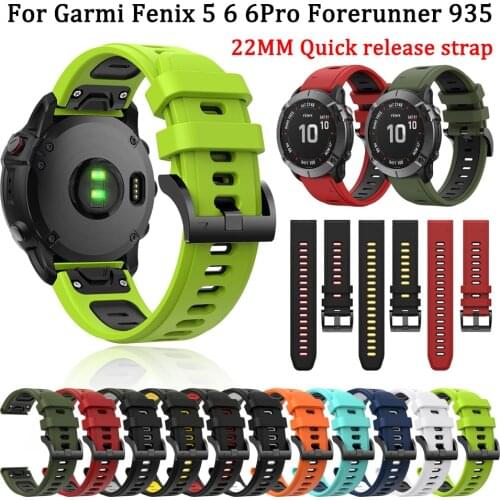 22mm Official buttons Silicone Watchband Wriststrap For Garmin Fenix 5 6 6Pro Forerunner 945 935 Quick Release Silicone Strap