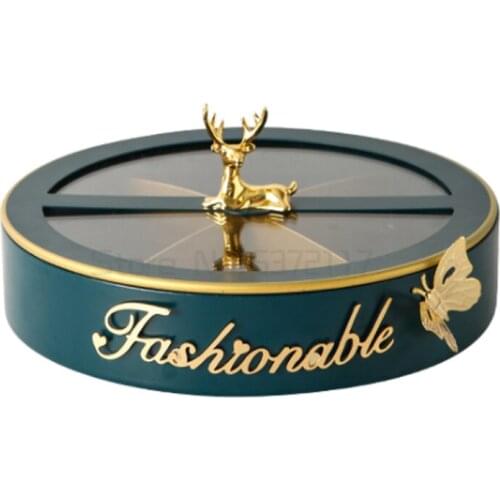 Nordic Light luxury fruit plate household creative living room tea table snack plate with cover dry fruit candy box split plate