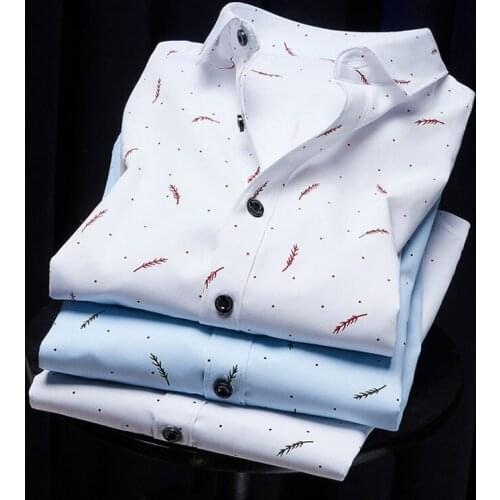 Fashion Spring Autumn Men Retro Floral Printed Shirts Fashion Classical Man Long Sleeve Slim Fit Comfort Soft Cotton Leisure Sty