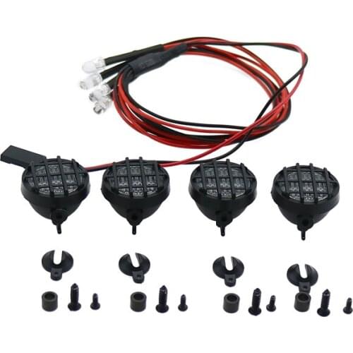 Led head 4 pcs lamps big size round shape front lamp with white light for rc SCX10 hobby car crawler scale parts Axial Traxxas