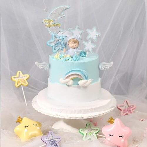 Cake Decoration Sequin Star Happy Birthday Cake Toppers for Baby Shower Kid`s Birthday Party Dessert Cupcake Giltter Cake Topper