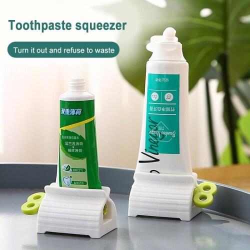 2 Pieces Rolling Tube Toothpaste Squeezer Toothpaste Seat Holder Stand Rotate Toothpaste Dispenser for Bathroom