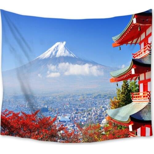 Japan Fuji Mountain Landscape Tapestry Wall Hanging Wall Decor Tapestries Bedspread Sheet Carpet Throw Yoga Mat Home Bedroom
