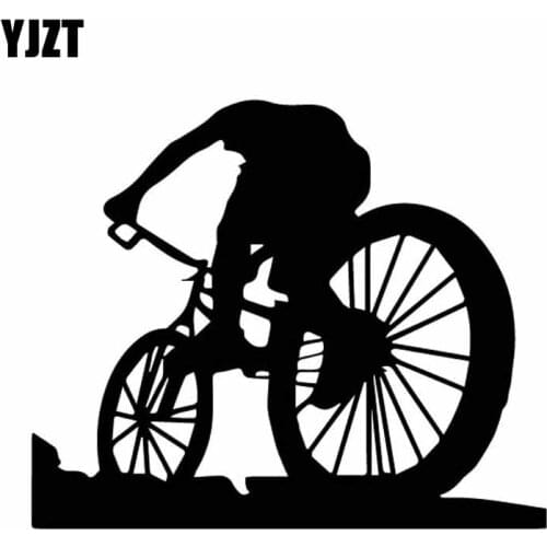 YJZT 15.3CM*12.7CM Dazzling Bicycle Cyclist Riding Bike Shadow Vinly Decal Great Decor Car Sticker Black/Silver C27-0827