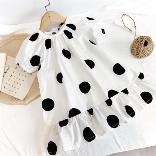 Girls Skirt Puff Sleeve Polka Dot Dress Princess Dress 2020 Summer New Childrens Clothing