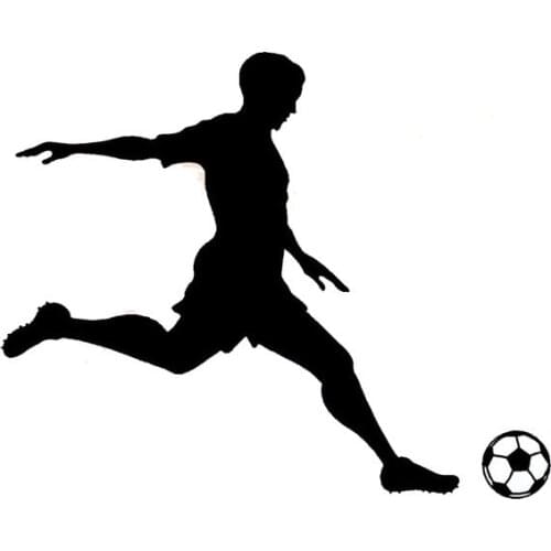 14.9*12.3CM Funny Soccer Player Playing Soccer Car Decals Covered With Waterproof Vinyl Stickers Black/Silver C7-0177