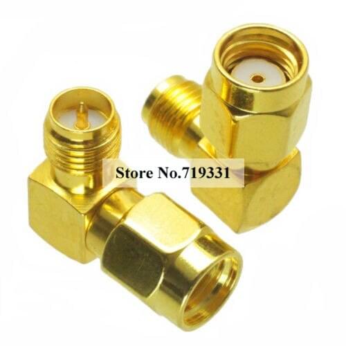 1-100pcs RP-SMA Male to RP-SMA Female Adapter Right Angle RF Connector