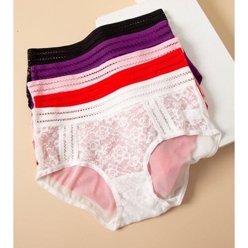 1/2Pcs Sexy Women Panties Hollow Out Cute Girls Transparent Briefs Solid Female Seamless Underwear Low-Rise Cotton Lingerie