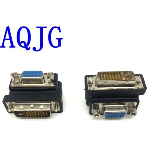 10pcs DVI 24+5 to VGA Adapter Right Angle DVI24 5 to VGA Connect VGA Video DVI Male Female interface conversion cable AQJG