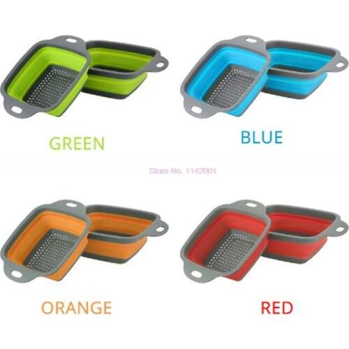 100pcs Foldable Fruit Vegetable Washing Basket Strainer Silicone Colander Collapsible Drainer With Handle Kitchen Tools