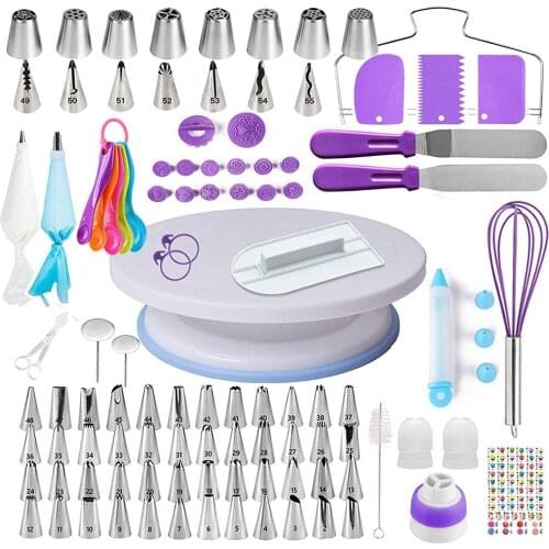 137PCS Cakes Turntable Kit Plastic Rotary Baking Stand Piping Nozzle Piping Bag Set Cake Accessories Cakes Tools