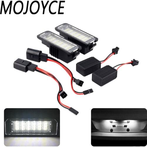 VODOOL 2Pcs 12V LED Number License Plate Light Lamps Car License Plate Lights Exterior Accessories for VW GOLF 4 5 6 7 Polo 6R