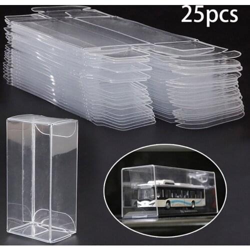 25Pcs Clear Plastic PVC Toy Car Model Packing Box Transparent Display Show Case Container Storage Box Display Protection Box
