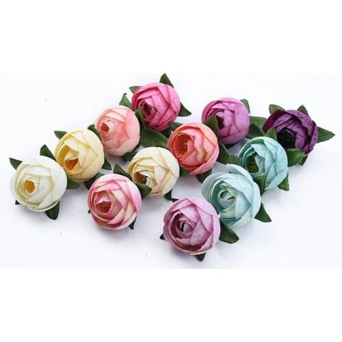 5pcs Small tea roses head diy gifts box christmas decorations for home wedding decorative flower wall wreaths artificial flowers