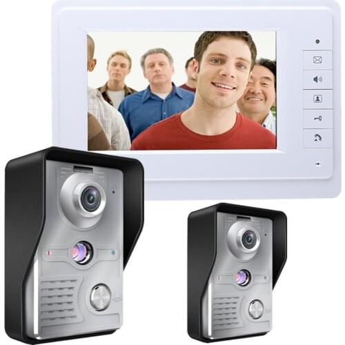 7 Inch Video Door Phone Doorbell Intercom Kit 2-camera 1-monitor Night Vision