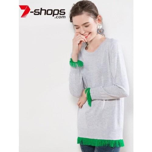 AECU Winter Women Long Sleeve Sweater O-neck Knitting Pullovers Loose Tassel Thick Sweaters Pullovers Female Jumper Top Knit