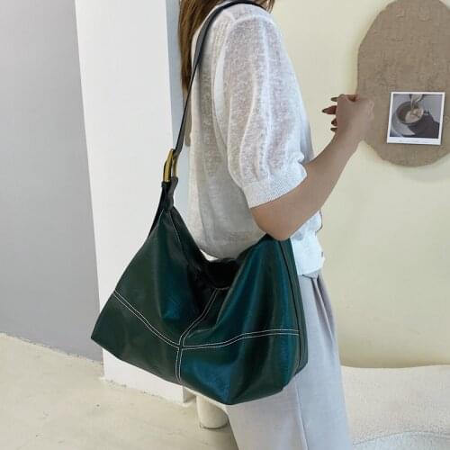 Big Solid Color Women Shoulder Bag Soft Leather Hobo Bags Casual Travel Crossbody Handbag Lady Large Capacity Zipper Shopper Bag