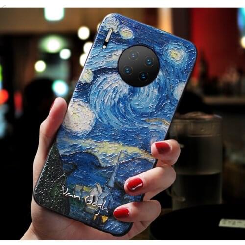 P20 P30 P40 Pro Case Cover Honor 20 10 Lite P Smart 2019 Mate 40Pro 10Lite 20Lite Nova 5t Capa 3d Stary Night Art Oil Phone Bag