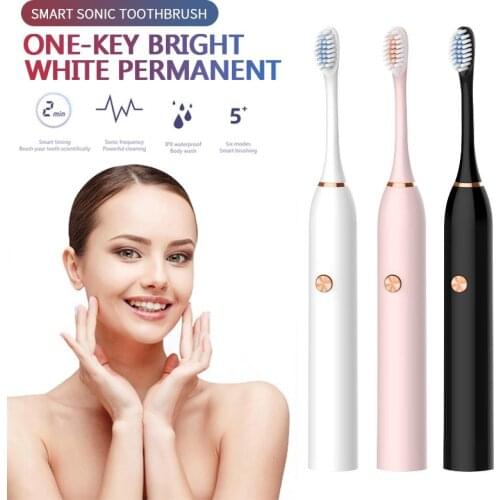 Two High Quality Replacement Brushheads Battery Powered Electric Toothbrush Waterproof Ultrasonic Automatic Tooth Brush TSLM1