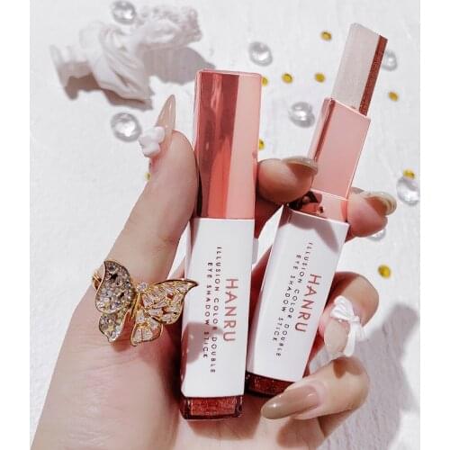 Gradient Two-Color Eyeshadow Stick Lazy Eyeshadow Waterproof and Sweat-Proof Makeup Beginner Korean Style Female Eye Cosmestic