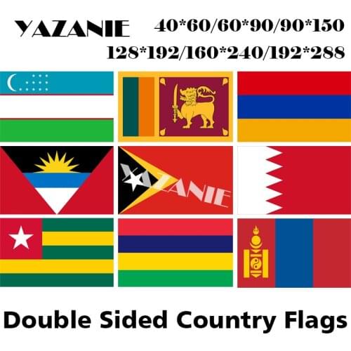 YAZANIE Double Sided Uzbekistan Sri Lanka Armenia Antigua East Timor Bahrain Togo Mauritius Mongolia Printed Flags and Banners