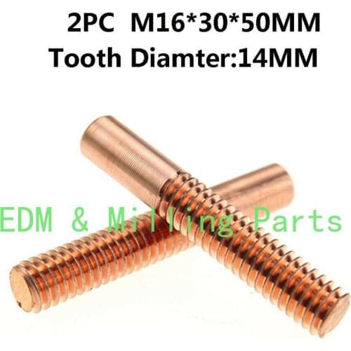 2PCS CNC Electrical Discharge Machine Electrode Copper Thread Cutting M16*30*50MM For Sparks Mill Part