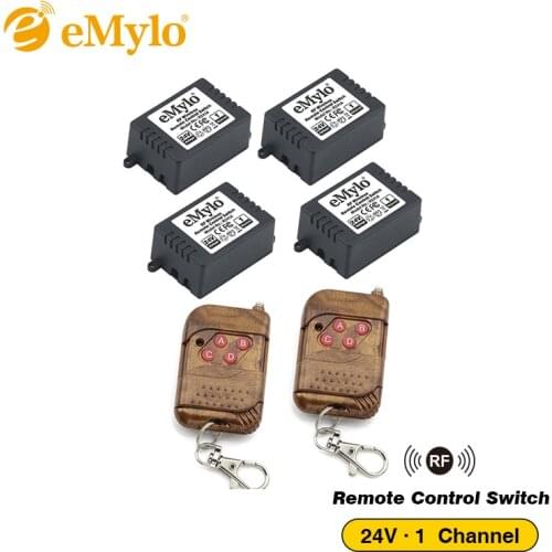 EMylo RF 24V Smart Switch Wireless Remote Control Light Lamp Led Switch 4X 1Channel Relays 433Mhz Garage Door Window Curtain
