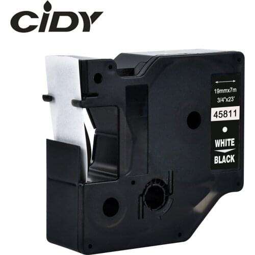 CIDY 45811 White on black Compatible Dymo D1 19mm Label Tape Ribbons Cassette for Dymo Label Manager 160 280 210