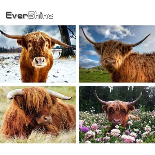 Evershine Diamond Painting Cattle 5D Animals Cross Stitch Full Square Rhinestone Mosaic Embroidery Complete Kit Home Decoration