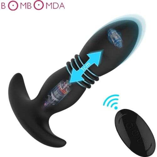 Thrusting Dildo Vibrator Big Butt Plug Anal Vibrator Wireless Remote Control Male Prostate Massager Anus Toys Vibrators for Men