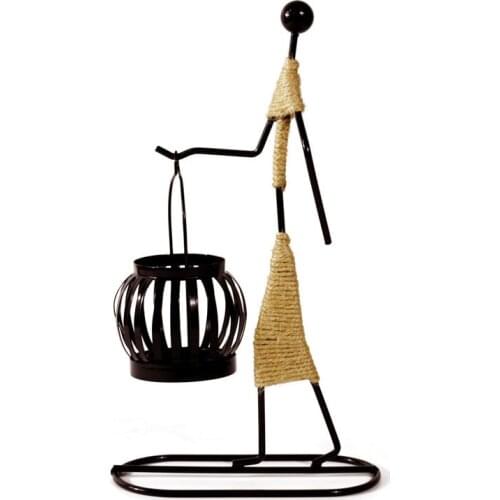 Figurines Interior Candle Holder Living Room Decoration Girl Iron art Candlestick home decor Ornaments statues sculptures