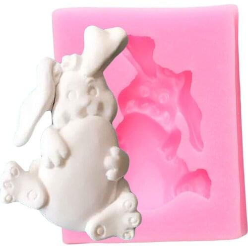 Rabbit Cake Border Fondant Mold Easter Cupcake Topper Silicone Mould Cake Decorating Tools DIY Candy Polymer Clay Chocolate Mold