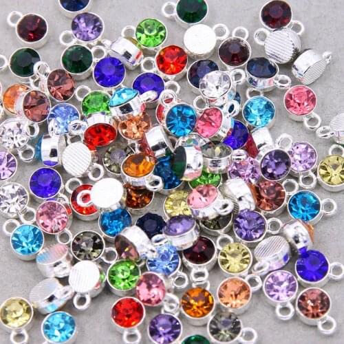 15pcs/lot 7*10mm Jewelry Making Findings Colorful Birthstone Charms For Women Children Birthday Gift Jewelry Accessories