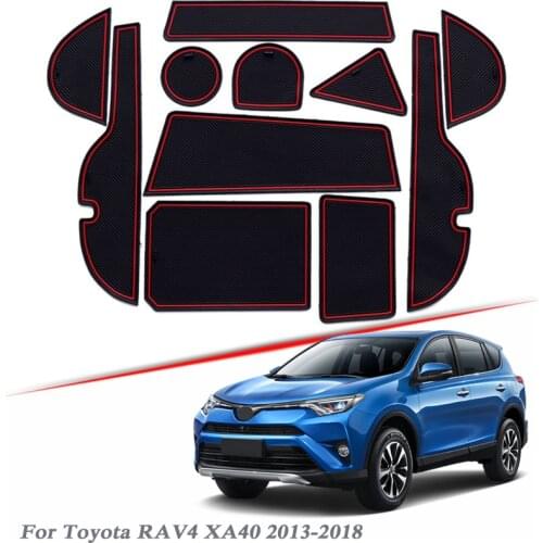 14pcs Car Styling For Toyota RAV4 XA40 2013-2018 Latex Gate slot pad Interior Door Groove Mat Non-slip dust Interior Accessory