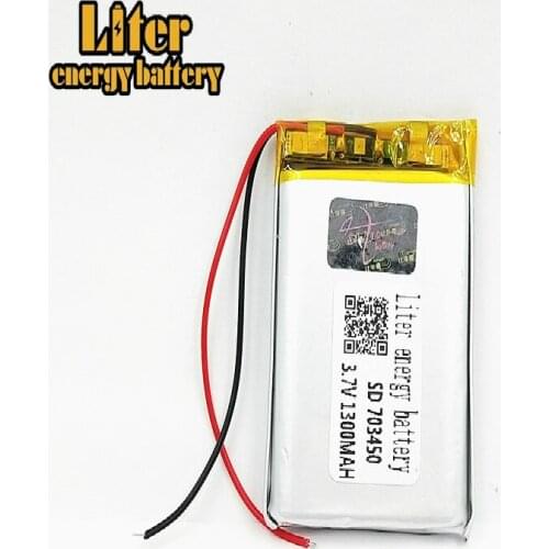 High Capacity 703450 703550 3.7V 1300MAH 073450 Polymer lithium ion / Li-ion battery for TOY,POWER BANK,GPS,mp3,mp4 Bluetooth