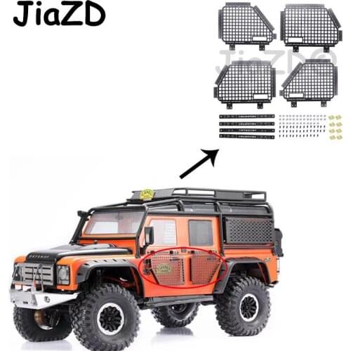 Shipping For 4pcs Metal Foldable Car Window Protective Net For 1/10 Rc Crawler Car Land Rover Defender Traxxas Trx4 ZXZ JiaZD