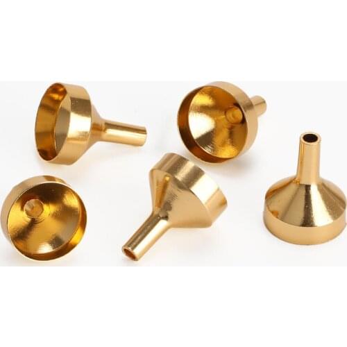 10 Pieces Mini Gold Metal Funnels For Filling Small Bottles, Transferring Liquid Refill Perfume Bottles Essential Oil Golden