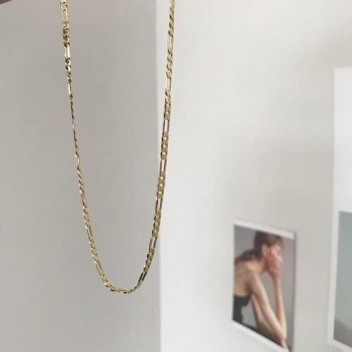 Morivovog 925 Sterling Silver Flat Figaro Chain Choker Necklace for Women Elegant Luxury Clavicle Necklace Minimalist Jewelry