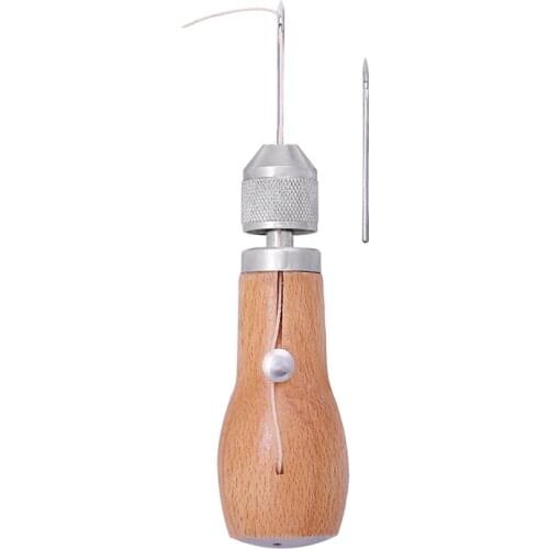 LMDZ Speedy Stitcher Sewing Awl Hand Stitcher Repair Tool Kit for Leather and Heavy Fabrics with 2pcs Needles Coil and Yarn
