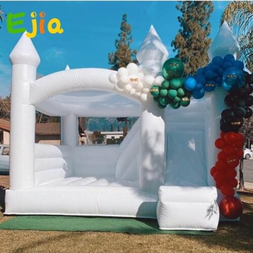 Commercial New White Bounce Castle With Slide Combo Inflatable Jumping Tent Adult Kids Bouncer Bouncy House for Wedding Party