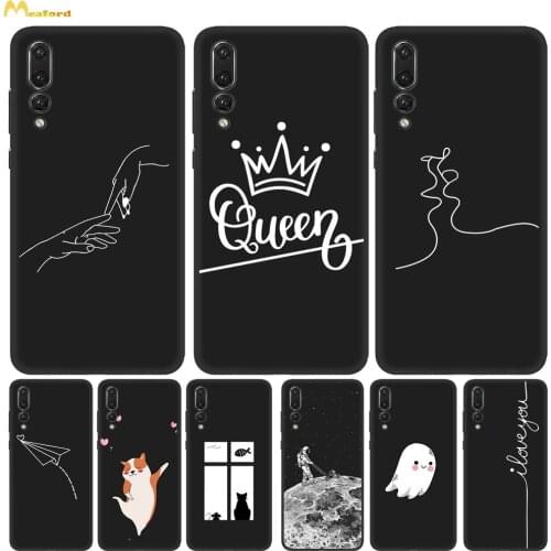 P20pro Silicone Cover For Coque Huawei P20 Pro Phone Cases P 20 EML-L29C TPU Cute Queen Husky Deer Pattern Fundas Black Bumper